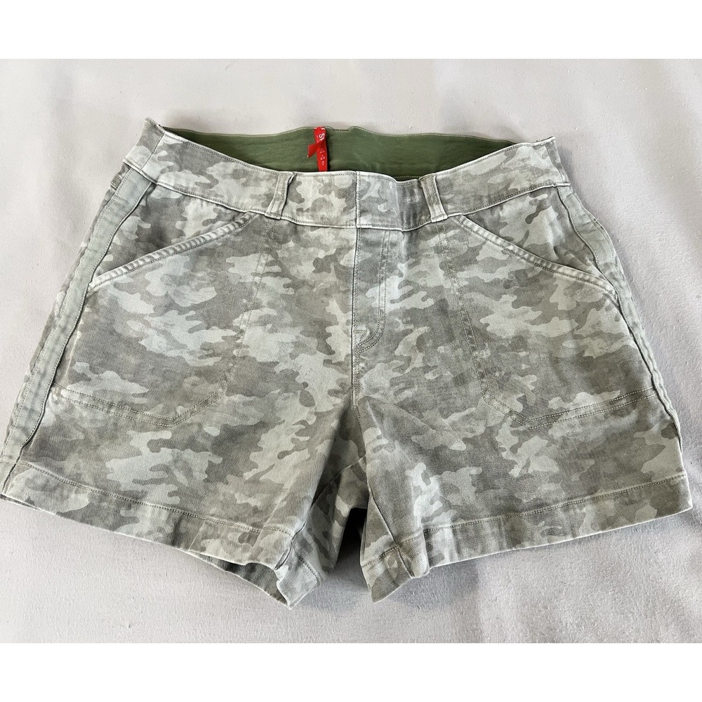 Spanx Stone Wash Camo Stretch Twill Women's Shorts Size L/G Pull On‎